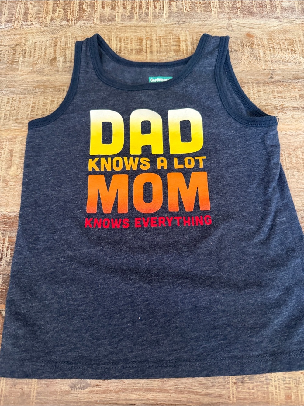 Ardene Navy & Heathered Navy Kids' Tank Top with Yellow-Orange Gradient Text